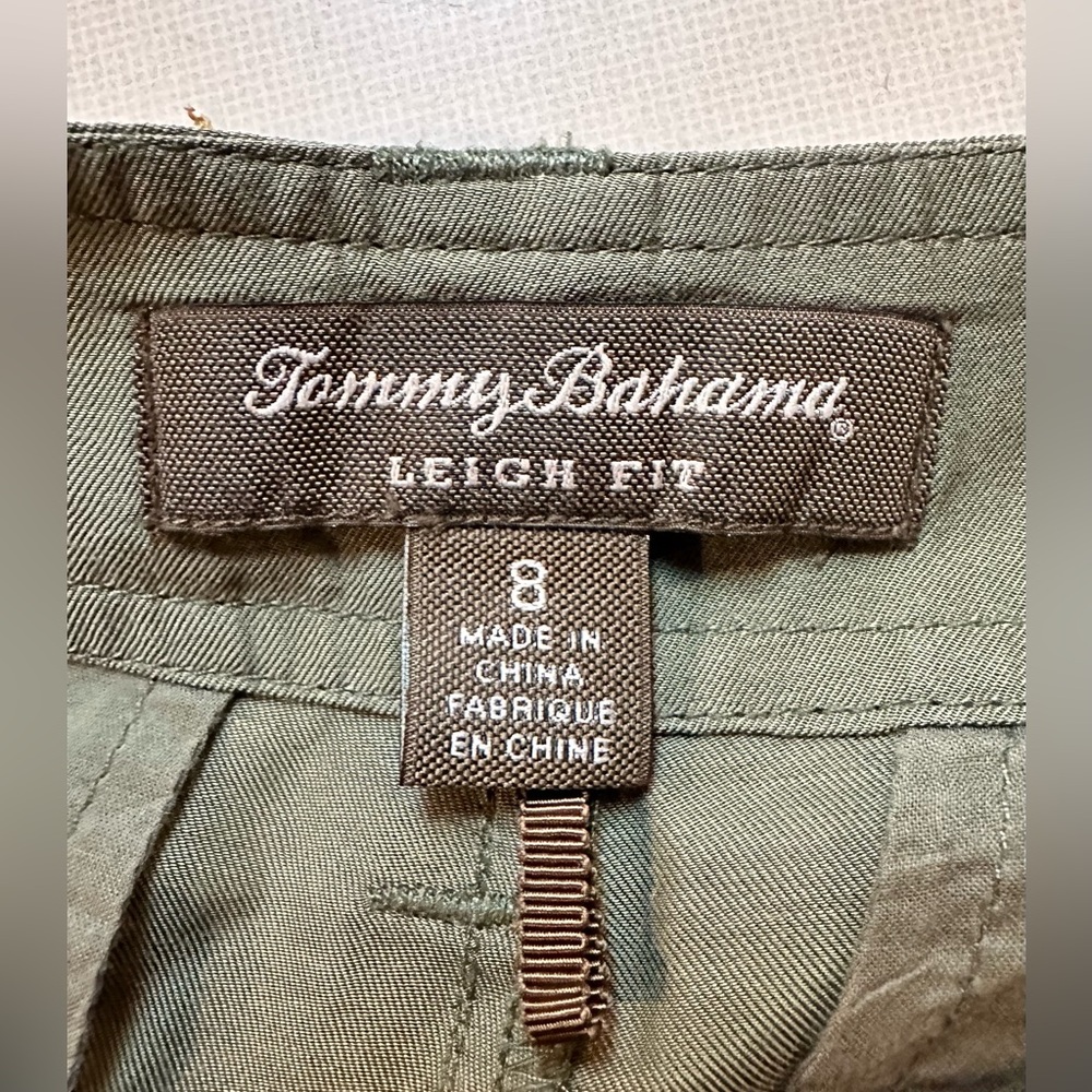 Tommy Bahama Sz 8 Green Leigh Fit Cupro Wide Leg Chino Pants - Picture 4 of 5